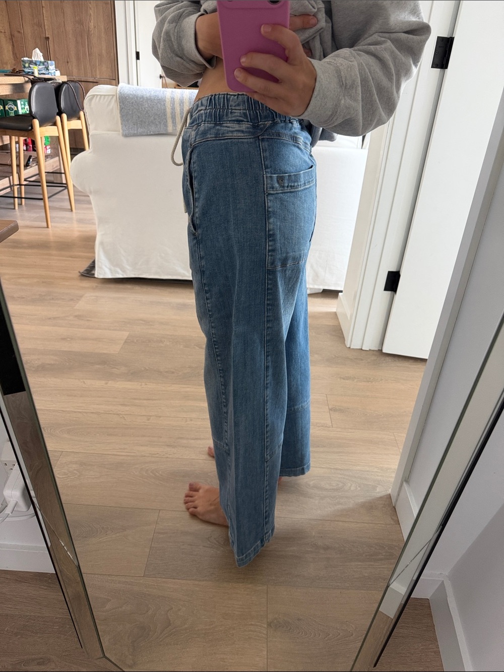 Pilcro Denim Wide-Leg Drawstring Jeans - Blue - Picture 4 of 10